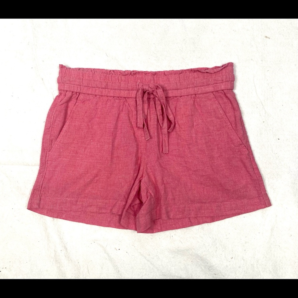 Anne Taylor Loft XS pink linen shorts drawstring elastic waist